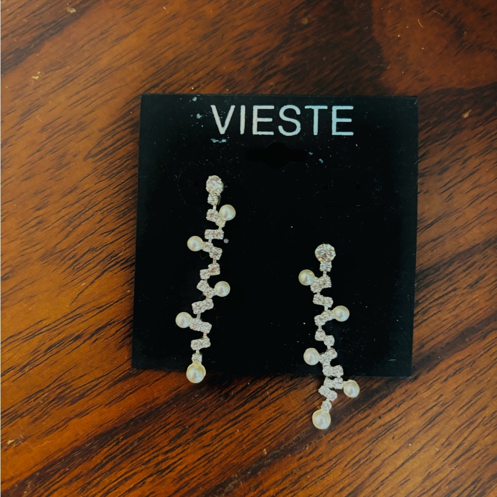Vieste Silver and White Pearl Cascade Earrings